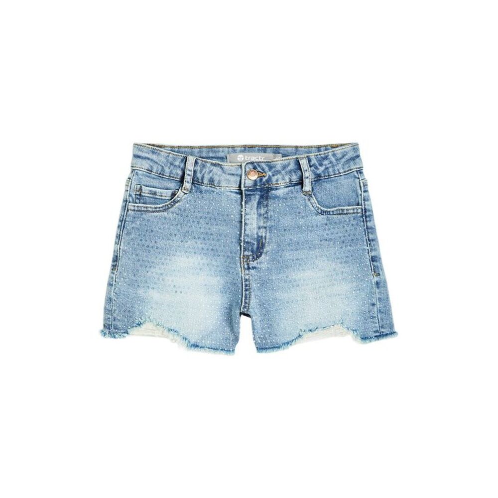Tractr Girls  Jeans Clear Stud Brittany Short, Blue